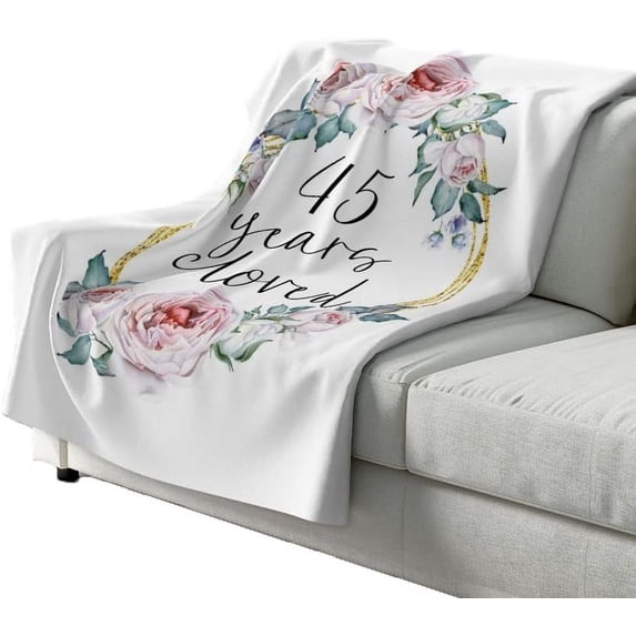 Happy Birthday Gifts Idea Blanket 45 Years Birthday Soft Throw Blankets, 45th Birthday Decorations Unique Presents for Women Men Mom Dad Friends Sister Aunt Daughter - Soft Washable