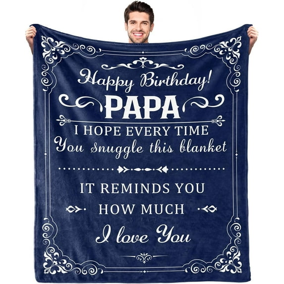 Happy Birthday Gifts for Papa from Kids Birthday Gifts Ideas for Papa from Daughter Birthday Decorations for Papa from Son Happy Birthday Gifts to Papa Throw Blankets 60x50 Inches