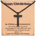 thumbnail image 1 of Happy Birthday Gifts for 8-18 Years Old, Black Cross Necklace with Bible Verse Joshua 1:9 for Son, Grandson, Nephew, Friend, 1 of 5