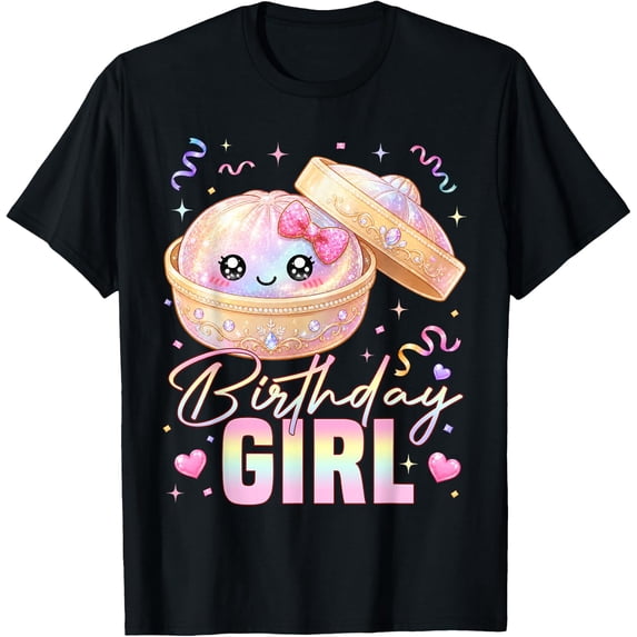 Happy Birthday Girl Kawaii Dumpling Anime Birthday Party T-Shirt BLACK Unisex S-5XL Hot Trending Shirt, Vintage Birthday Gift