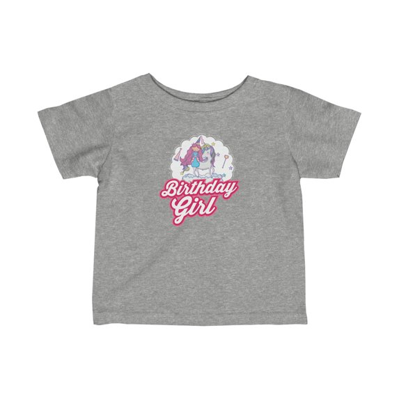 Happy Birthday Girl Unicorn Infant Toddler Cotton Fine Jersey Tee Shirt