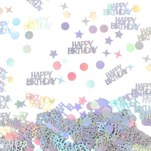 Happy Birthday Glitter Confetti, Table Confetti, Plastic Iridescent Circle Star Letters Shape Birthday Table Decorations for DIY Arts Crafting Party Decor