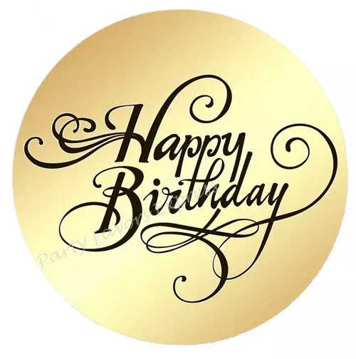 Neviti Pattern Works Happy Birthday Aufkleber – 25 Stück, Gold Auf Weiß – Für Geschenke, Tüten & Deko