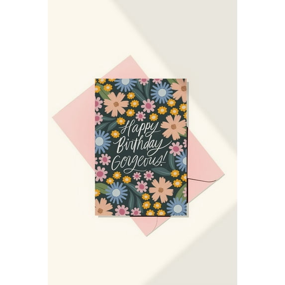 Happy Birthday Gorgeous Card – Beautiful Floral Design with Inspiring Message – Includes Envelope, Blank Inside – Perfect for Birthdays and Celebrations