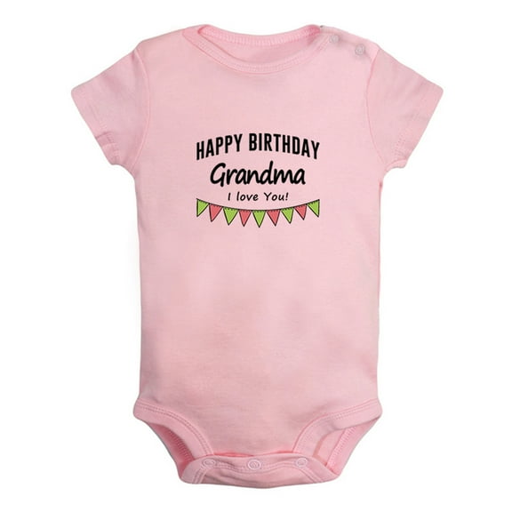 Happy Birthday Grandma I Love You Novelty Rompers For Babies, Newborn Baby Unisex Bodysuits, Infant Jumpsuits, Toddler 0-12 Months Kids One-Piece Oufits (Pink, 18-24 Months)