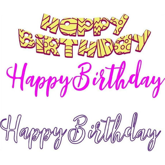 Happy Birthday Greetings Cartoon Character Wall Art Sticker Vinyl Decals Girls Boys Children Baby Bedroom House School Wall Decor Removable Sticker Peel and Stick Size (30x15 inch)