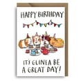 thumbnail image 1 of Happy Birthday Guinea Pig Card – Cute Illustrated Card with Festive Banners and Animals – Perfect for Pet Lovers' Birthdays – Blank Inside with Envelope Included, 1 of 2