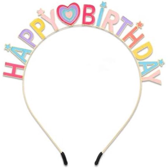 Happy Birthday Headband Birthday Crown Tiara Bday Decorations Accessories for Women Girls