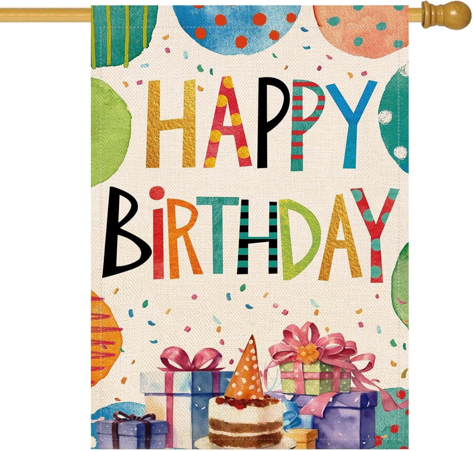 Happy Birthday House Flag Double Sided Birthday Party Welcome Garden Yard Flag Vertical Farmhouse Outdoor Outside Home Celebration Decoration