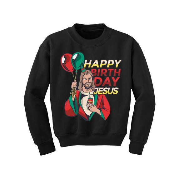 Happy Birthday Jesus Christmas Sweater for Kids Xmas Sweatshirt for Boys Girls Children Funny Jesus Holiday Outfit