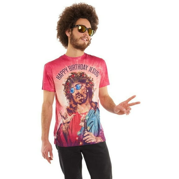 Adult's Funny Faux Ugly Christmas Sweater Happy Birthday Jesus Shirt M 38-40