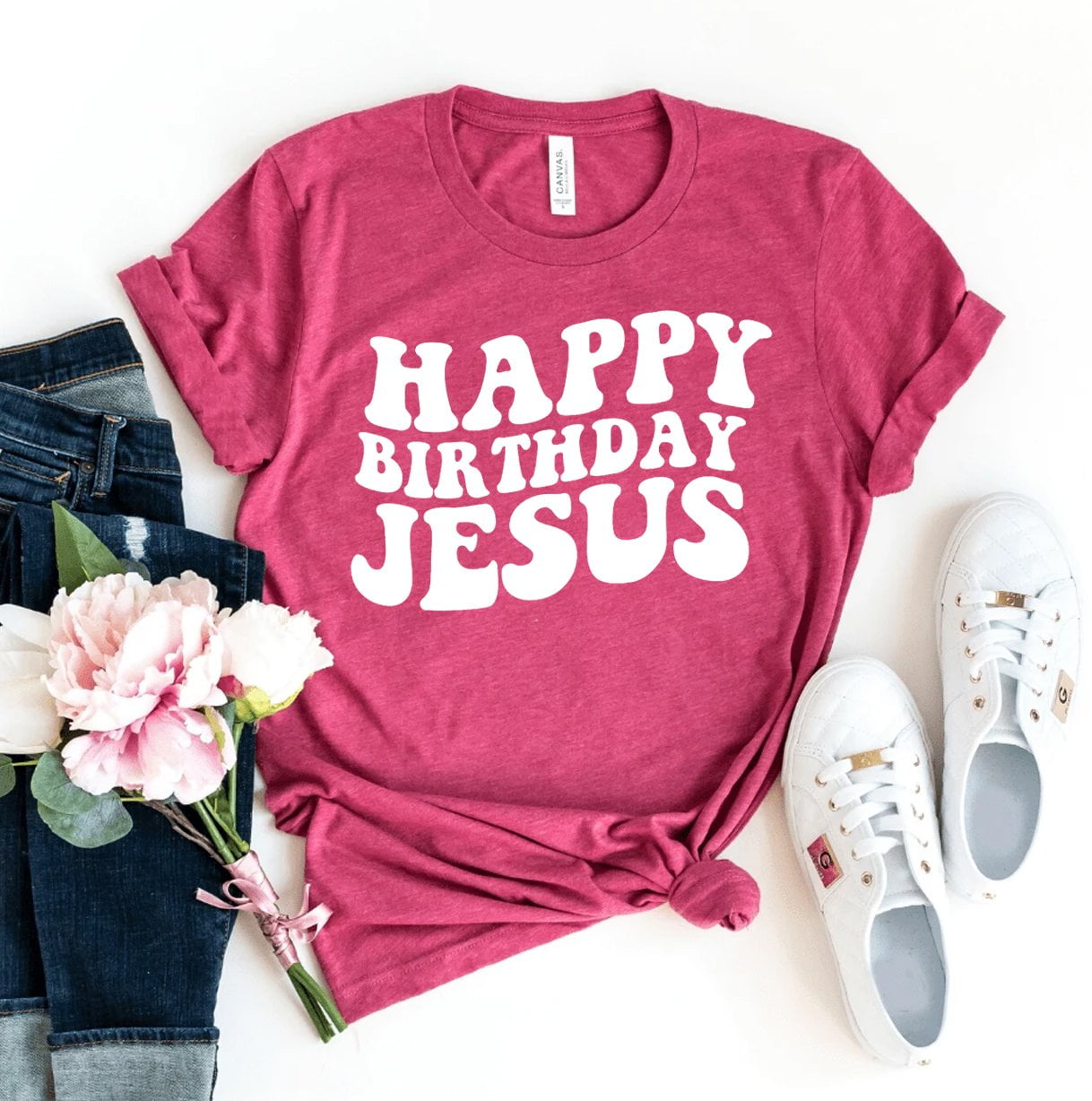 Happy Birthday Jesus Tshirt Religious Top Christmas Gift For Her Women