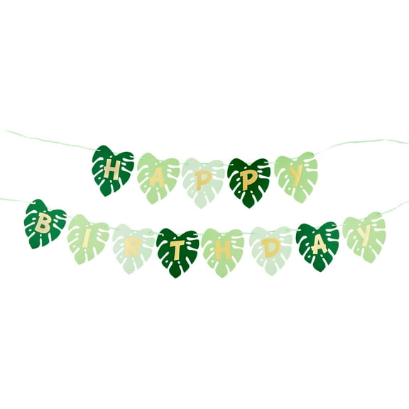 Happy Birthday Jungle Banner, Gold Foil Lettering, 92", by Way To Celebrate