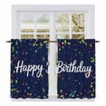 thumbnail image 1 of Happy Birthday Kitchen Curtains, Navy Blue Modern Abstract Art Light Filtering Window Curtain Panels, 2Pcs Rod Pocket Window Treatments Set for Study Room Bathroom Bedroom 52x54 Inches, 1 of 9