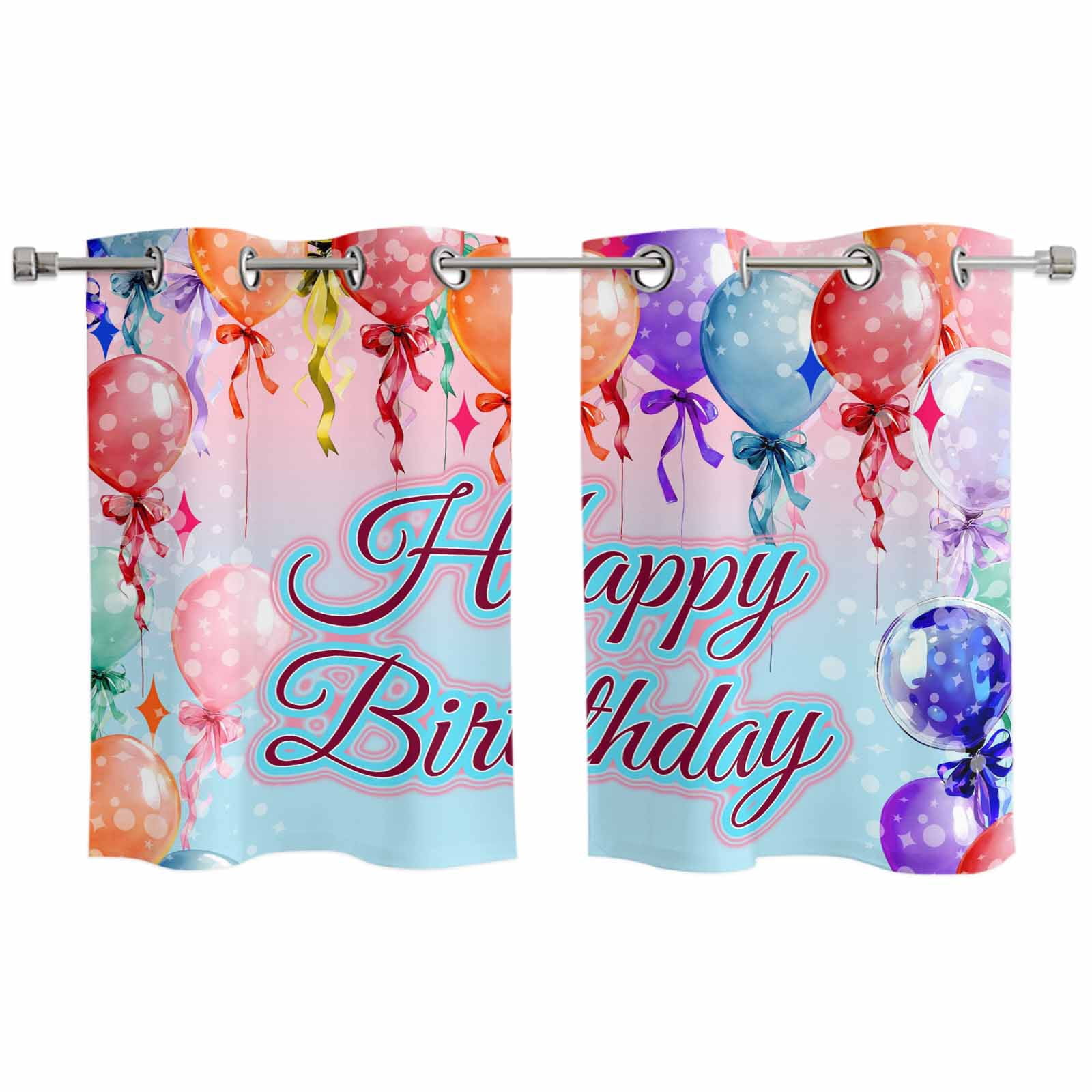 Hapy Rommet Happy Birthday Kitchen Curtains Window Panels, Colorful Balloons Bow ...