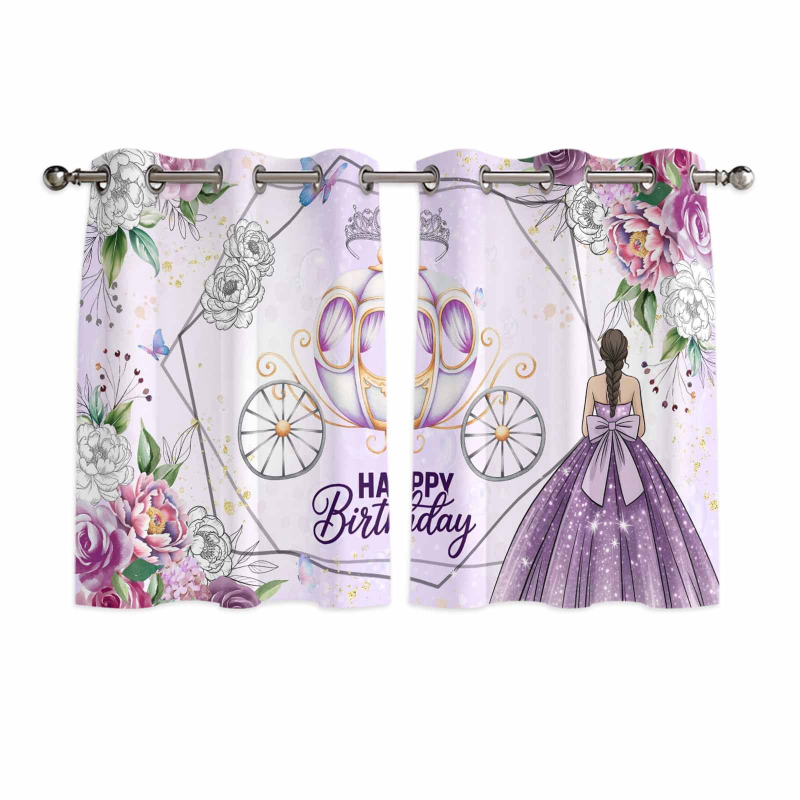 Hapy Rommet Happy Birthday Kitchen Curtains Window Panels, Purple Luxury Dress ...