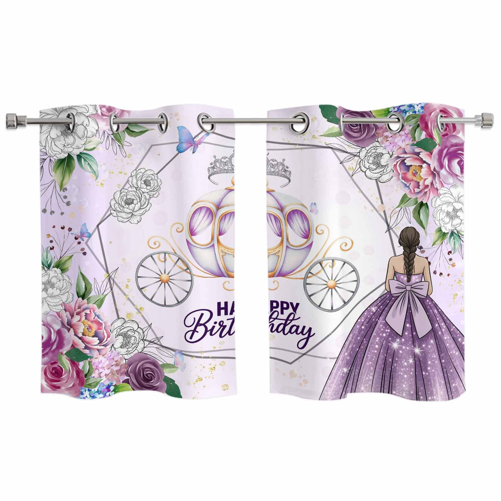 Hapy Rommet Happy Birthday Kitchen Curtains Window Panels, Purple Luxury Dress ...