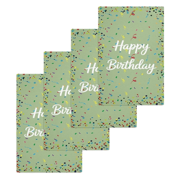 Happy Birthday Kitchen Dish Towels for Drying Dishes Set of 4, Sage Green Modern Abstract Art Waffle Weave Microfiber Hand Tea Bathroom Towels Quick Dry & Absorbent Towel 15.7x23.6