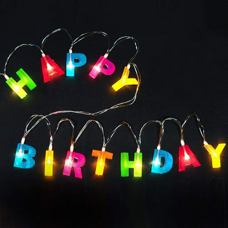 Happy Birthday LED String Lights Colorful Light Up Letter Banner Lamp Birthday Party Hanging Light Decorations 4.3 Ft 1.3m Walmart