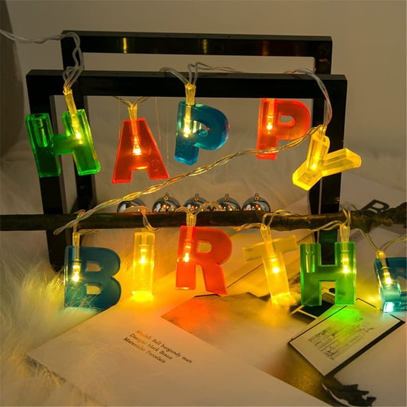 Happy Birthday LED String Lights, Light Up Letter Birthday Party Hanging Decorations