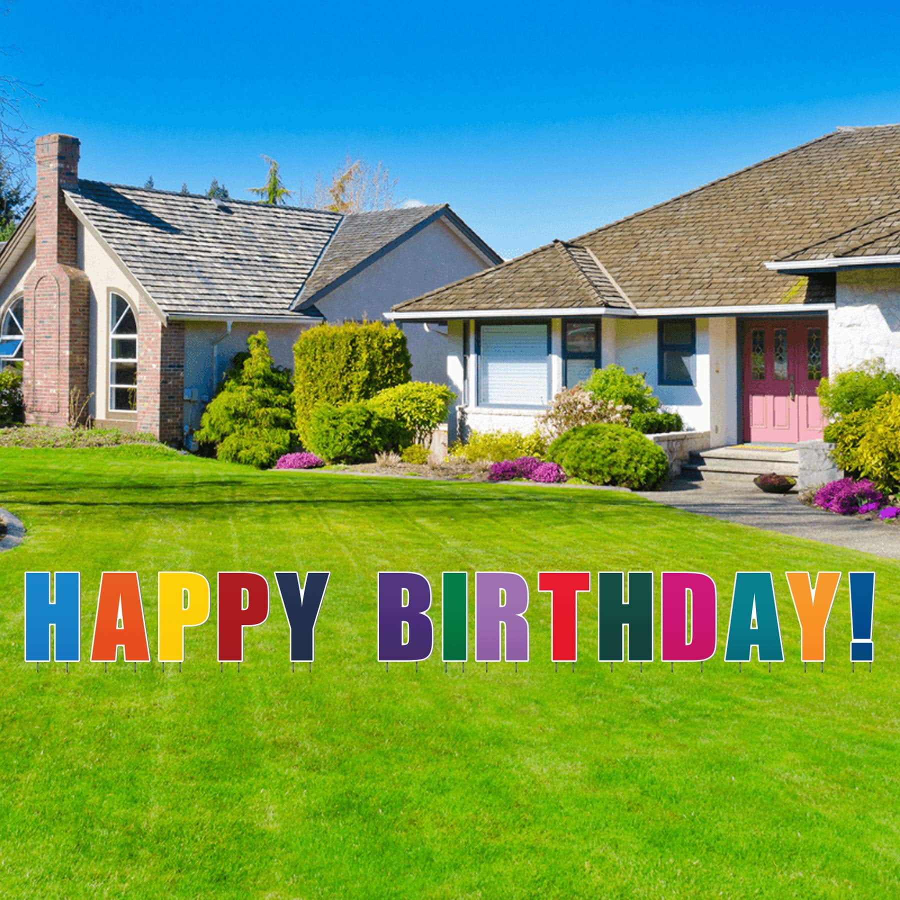 Happy Birthday Lawn Letters Large with Stakes - Birthday Decorations â€ Yard Signs with Stakes Spell HAPPY BIRTHDAY!