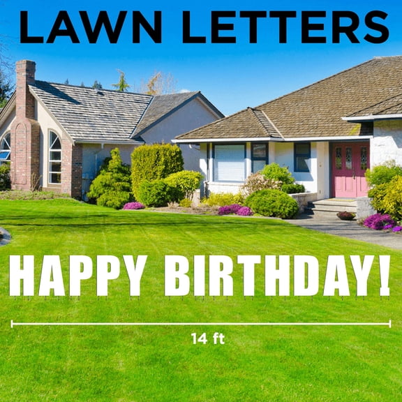 Happy Birthday Lawn Letters - Yard Decorations - White Letters and Metal Stakes