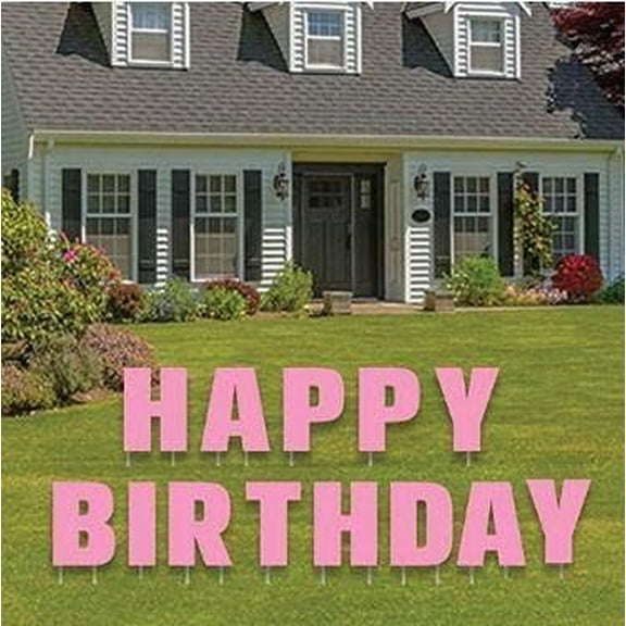 Happy Birthday Letters Yard Card in Pink$$Garden & Patio