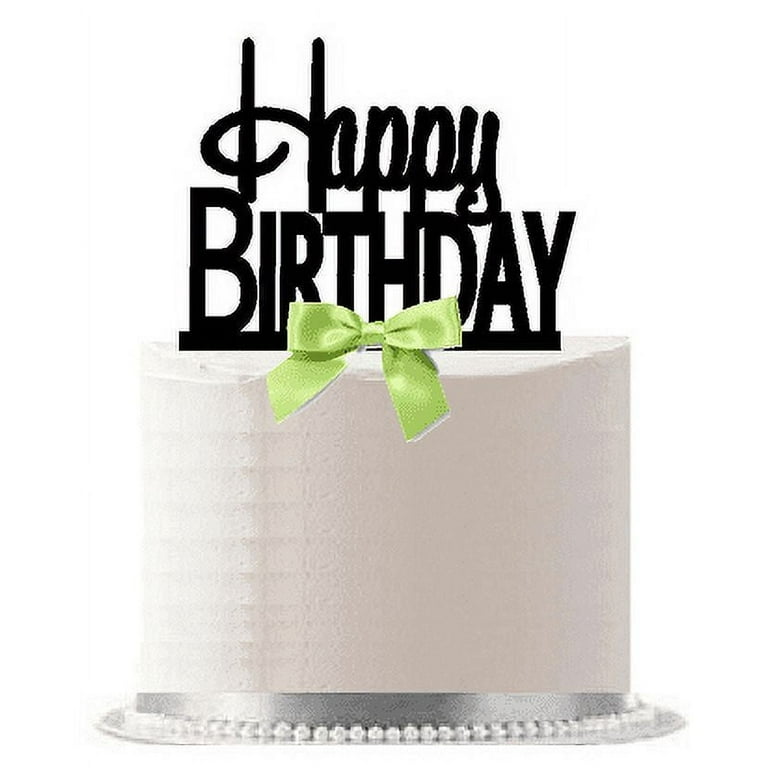 Happy Birthday Lime Green Bow Elegant Cake Decoration Cake Topper