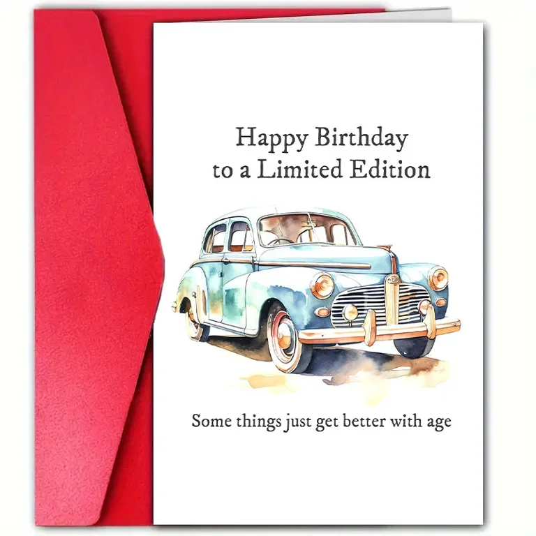 Happy Birthday to a Limited Edition Card Featuring Vintage Blue Car Perfect for Celebrating Life's Milestones and Aging with Grace Envelope Included - Walmart.com Happy Birthday to a Limited Edition Card Featuring Vintage Blue Car Perfect for Celebrating Life's Milestones and Aging with Grace Envelope Included - Walmart.com