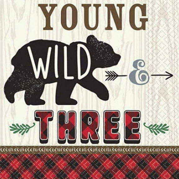Happy Birthday 'Little Lumberjack' 3rd Birthday Lunch Napkins (16ct)