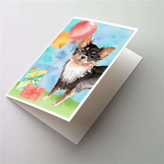 Happy Birthday Long Haired Chihuahua Greeting Cards & Envelopes - Pack of 8