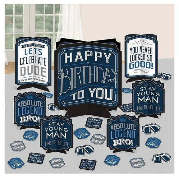 Happy Birthday Man Table Centerpiece Decoration Kit