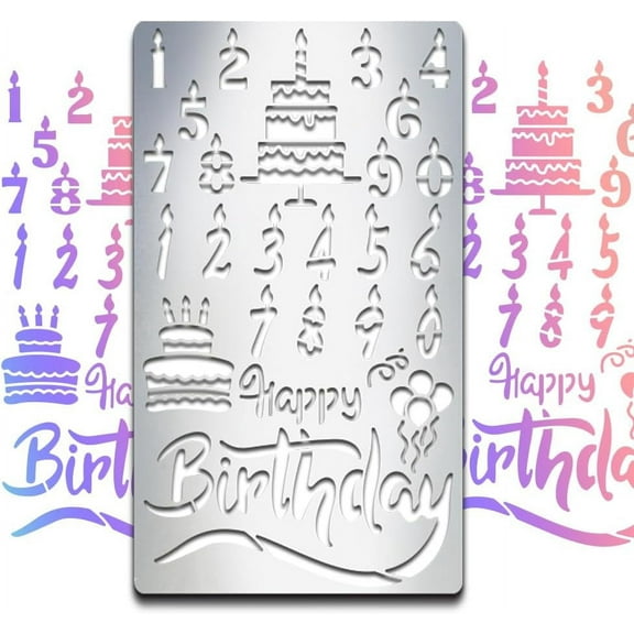 Happy Birthday Metal Stencils Metal Journal Stencil Happy Birthday Cake Number Candles Bookmark Stencils 47inch Birthday Stainless Steel Stencils for DIY