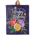 thumbnail image 1 of Happy Birthday Mom Throw Blanket, Soft Cozy Fleece Blanket with Floral Birthday Print, Lightweight Warm Blanket for Couch Bed Sofa, for Mothers, 50x60 in, 1 of 5