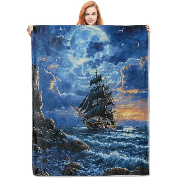 Happy Birthday Mom Throw Blanket, Soft Cozy Fleece Blanket with Floral Birthday Print, Lightweight Warm Blanket for Couch Bed Sofa, for Mothers, 50x60 in