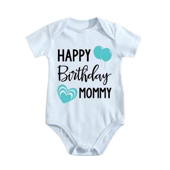 Happy Birthday Mommy - Baby to Mom Babygrow Onepiece Bodysuits Baby Blue-style 9-12M