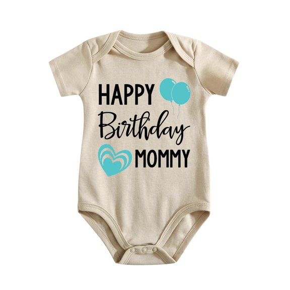 Happy Birthday Mommy - Baby to Mom Babygrow Onepiece Bodysuits Light Apricot-style 6-9M