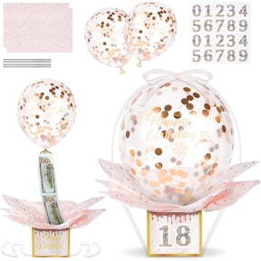 Happy Birthday Money Box Cash Gift, Pull Surprise Money Gift Box for Any Age, Fun Birthday Money Gift Box for Boys Teens Girls Men Women Birthday Parties (Pink-Number)
