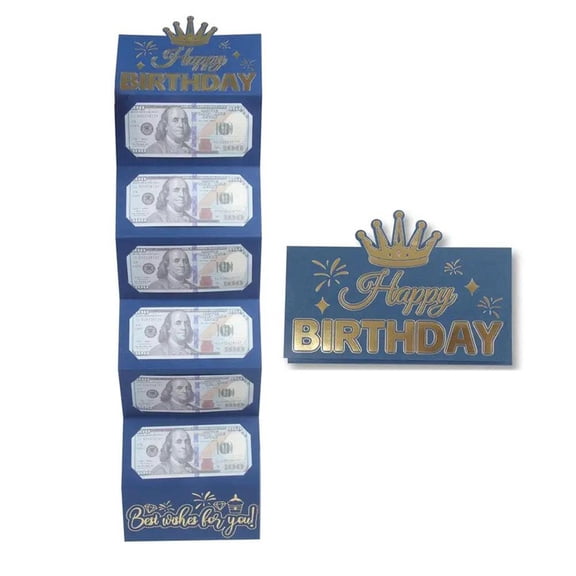 Happy Birthday Money Envelope for Cash Gifts, Surprise Cash Envelope for Men Black Paper Kids, Gold Coated Gi Money Women