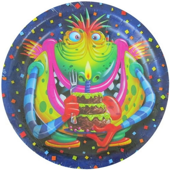 Happy Birthday 'Monster Party' Large Paper Plates (8ct)