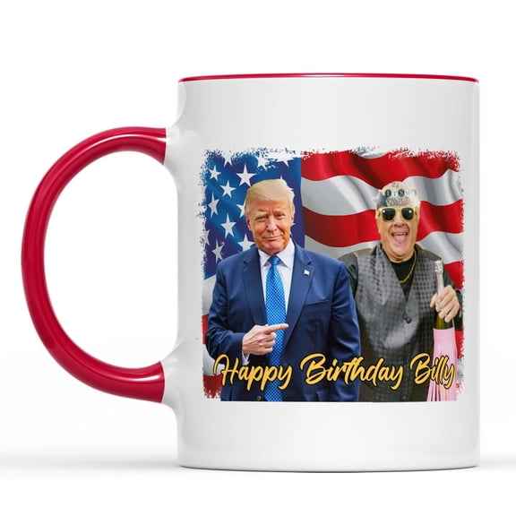 Happy Birthday Mug, Personalize Custom Photo With Trump Mug, Photo With Trump, Bekilab Ceramic Coffee Mug, 11oz 15oz Gift