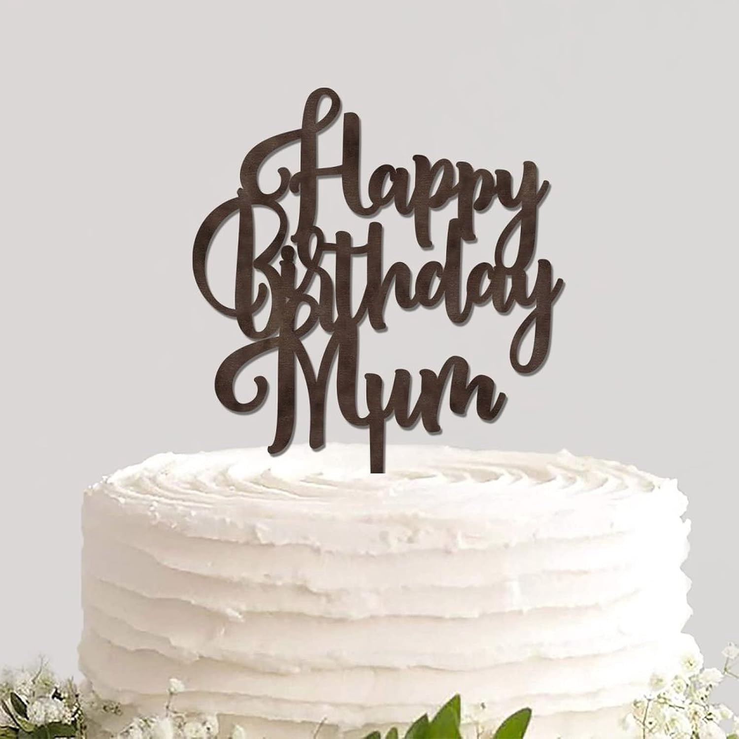 Happy Birthday Mum Rustic Wood Cupcake Topper Engraved Cake Topper Pick ...