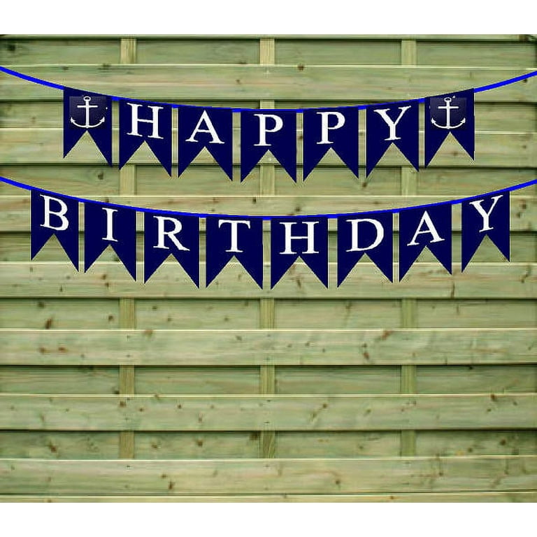 Happy Birthday Nautical Anchor Paper Garland Bunting Party Decoration  Banner 