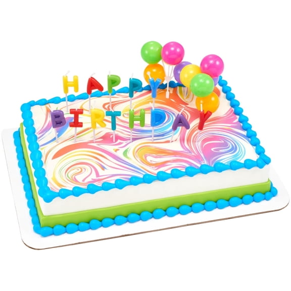 Happy Birthday Neon Candle Cake Topper Set 15 Piece Colorful Cake Topper