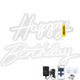 thumbnail image 1 of Happy Birthday Neon Sign, 16.5" x 8" + 23" x 8" LED Neon Lights Signs, Adjustable Brightness w/ Remote Control and Power Adapter, Reusable for Party, Club, Celebration and Decoration White, 1 of 7