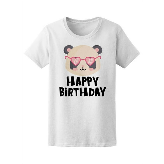 Happy Birthday Panda In Glasses T-Shirt Women -Image by Shutterstock, Female Small