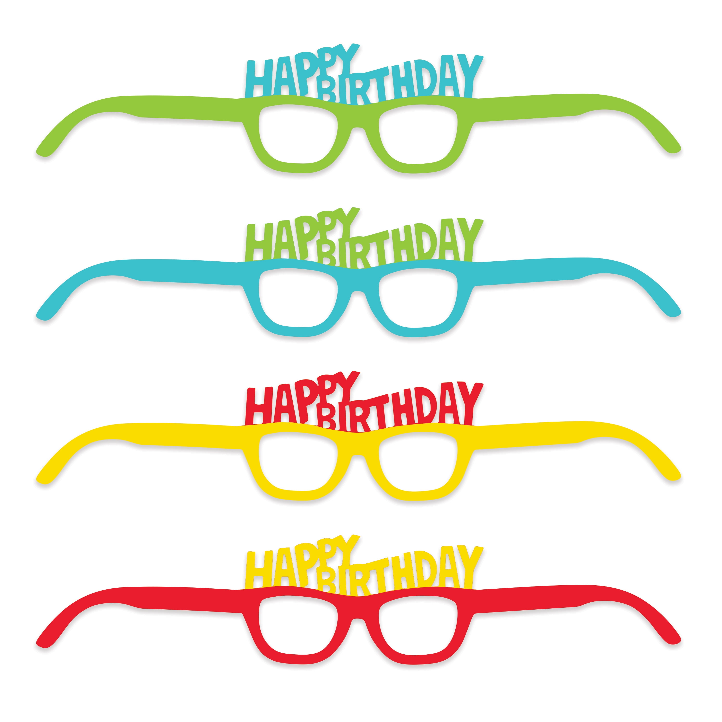 Happy Birthday Paper Glasses New Multicolor 6.5" by Way to Celebrate 8 Count