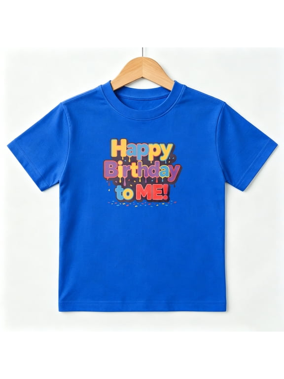 Happy Birthday Party Boys Graphic Tees Dripping Font Kids T-Shirt 100% Cotton Short Sleeve Tops Ages 4-13Y