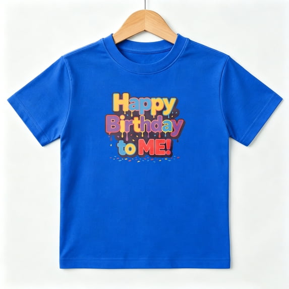 Happy Birthday Party Boys Graphic Tees Dripping Font Kids T-Shirt 100% Cotton Short Sleeve Tops Ages 4-13Y