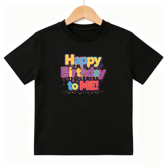 Happy Birthday Party Boys Graphic Tees Dripping Font Kids T-Shirt 100% Cotton Short Sleeve Tops Ages 4-13Y